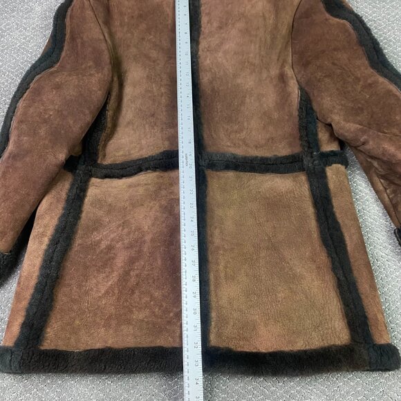 Vintage Sheepskin Jacket Coat Men's 46 Brown Shearling Marlboro Man XL - Picture 13 of 14